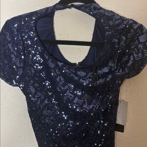 LAUNDRY BY SHELLI SEGAL SEQUIN BLUE DRESS SIZE 2 NWT